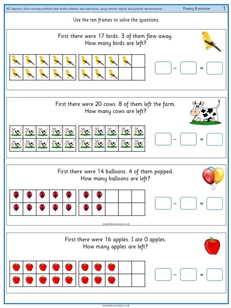 Year 1 Solve One Step Problems That Involve Addition And Subtraction