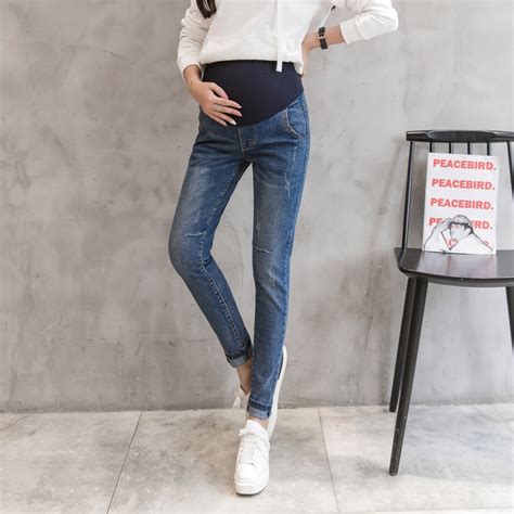 6603 Washed Denim Skinny Maternity Jeans 2019 Autumn Fashion Belly