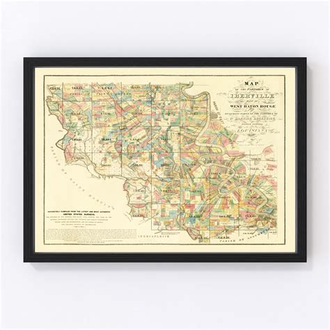 Vintage Map Of Iberville Parish Louisiana 1883 By Teds Vintage Art