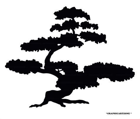 Bonsai Tree Silhouette Bonsai Tree Printable Clipart Vector Etsy