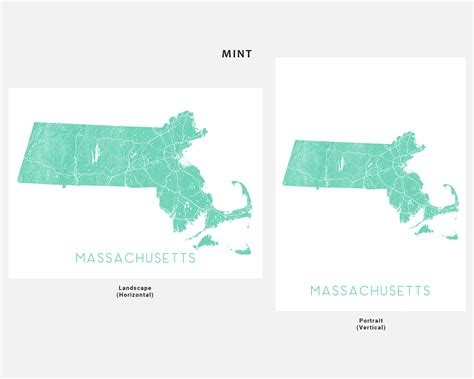 Massachusetts Map Print Topographic Ma Maps Of Massachusetts State