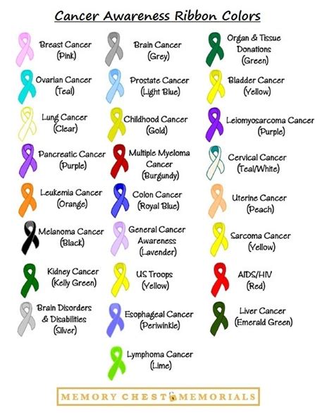 Cancer Awareness Ribbon Colors Show Your Support Random Pinterest