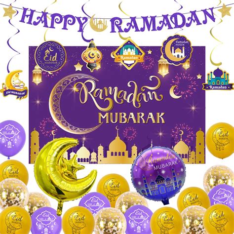 Ramadan Eid Mubarak Decorations Set Happy Ramadan Banner Hanging