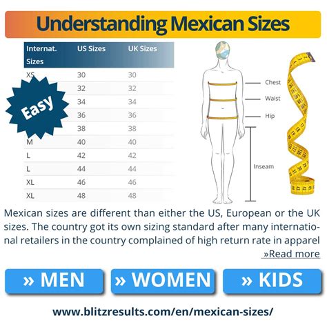Mexican Clothing Sizes Us To Mx Conversion Charts