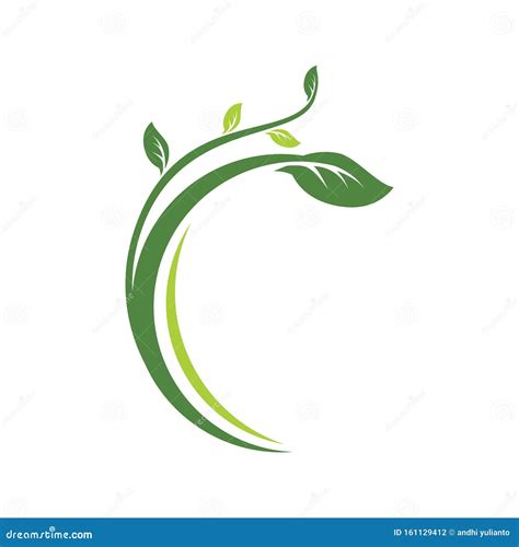 Landbouw Botany Green Cirkel Tea Leaf Vectorlogo Design Stock