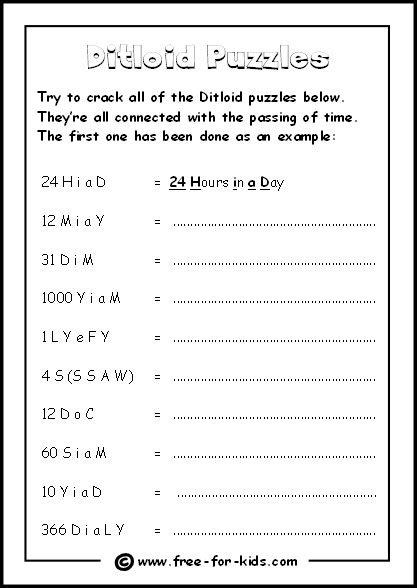 Brain Teasers For Kids With Answers Free Worksheets Samples