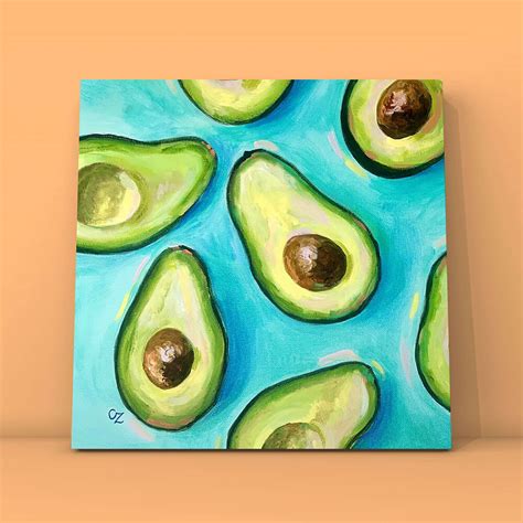 Avocado Canvas Painting Original Acrylic Painting On Gallery Wrap Canvas