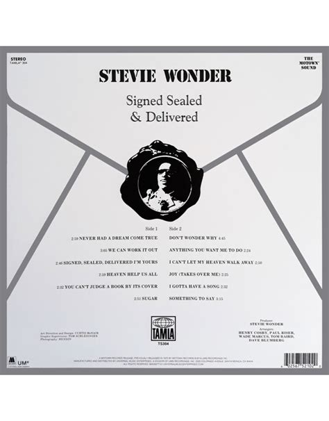 Stevie Wonder Signed Sealed And Delivered Vinyl Pop Music
