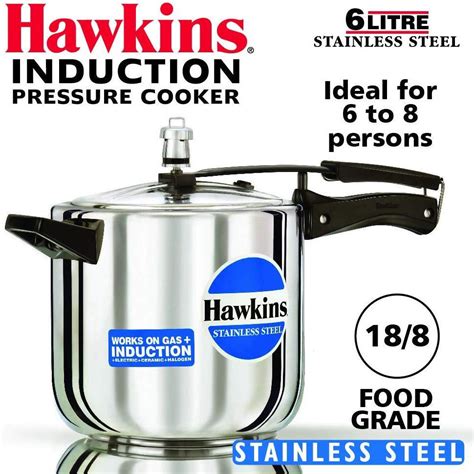 Buy Online Hawkins Stainless Steel B65 Pressure Cooker 6 L Silver