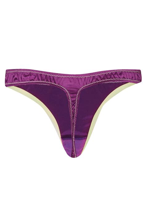 Topshop Satin Thong In Purple Lyst