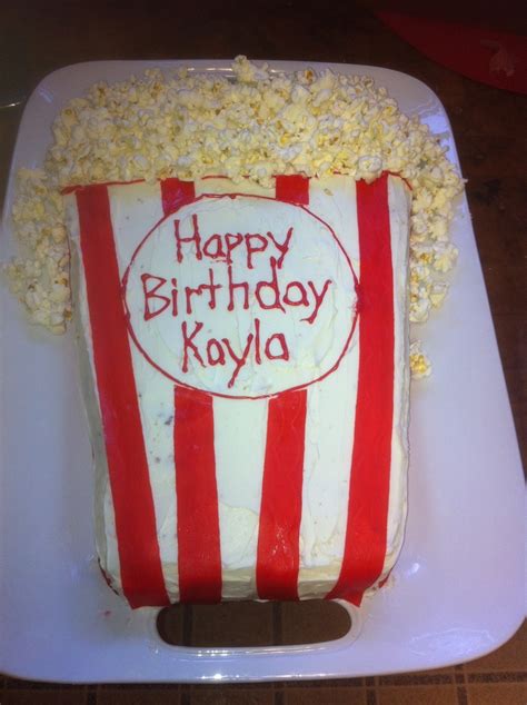 kayla movie cake first attempt movie cakes movie birthday party popcorn cake