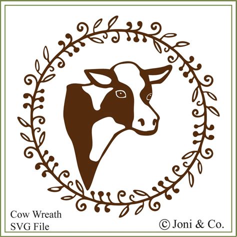 Farmhouse SVG Cow Wreath Svg. Country Rustic Farm Sign | Etsy
