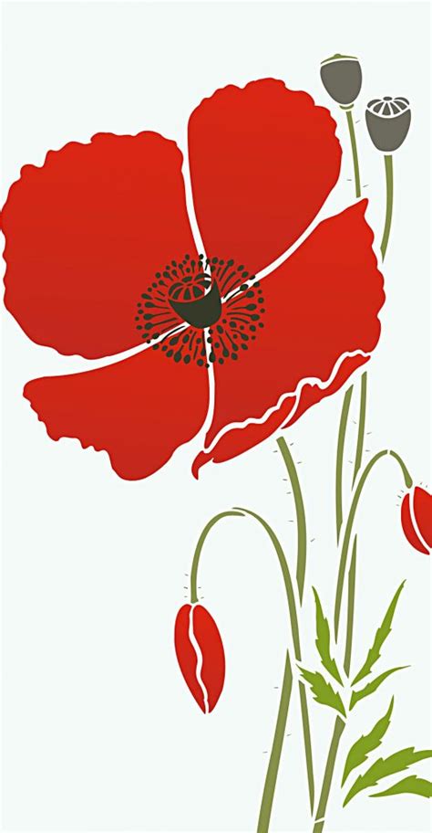 Giant Poppy Flower Stencil 3 Henny Donovan Motif