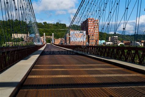 Historic Wheeling Suspension Bridge Cables Deck Ohio River