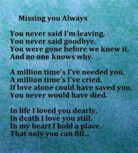 Poem Missing You Always You Never Said Im Leavingyou