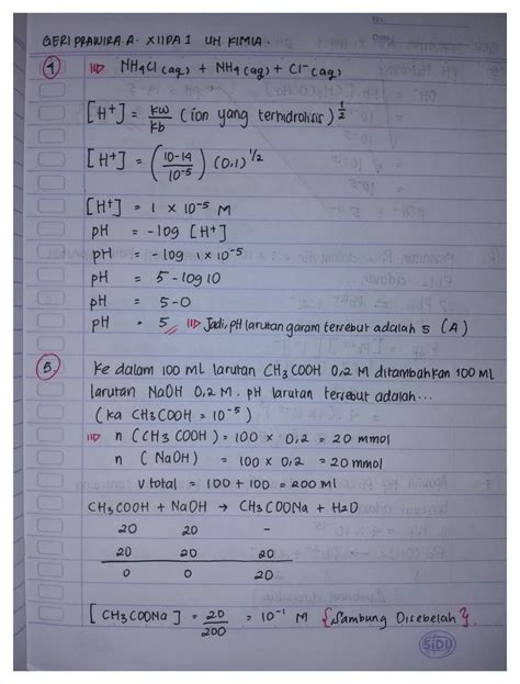 Solution Uh Kimia Geri Xi Ipa Hidrolisis Garam Ksp Studypool