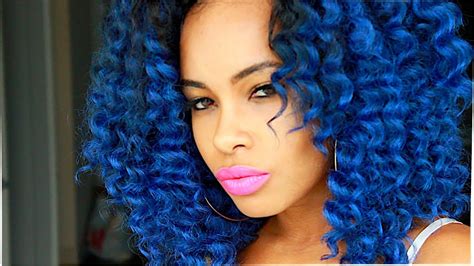 Natural Hair How To Ombre Blue Crochet Braids Youtube