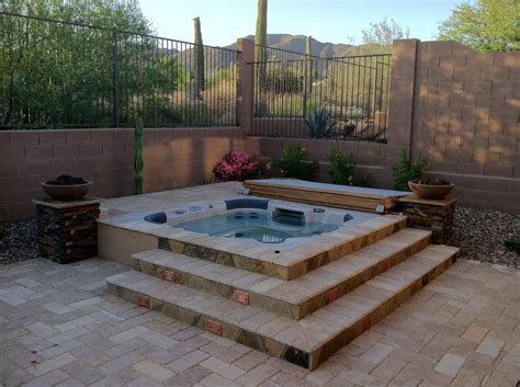 Can a deck support a hot tub? Image result for in ground spa with brick surround | Hot ...