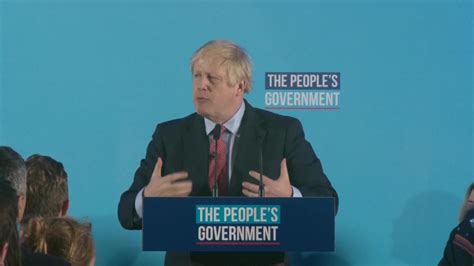 u k prime minister boris johnson delivers remarks as conservatives win an outright majority in