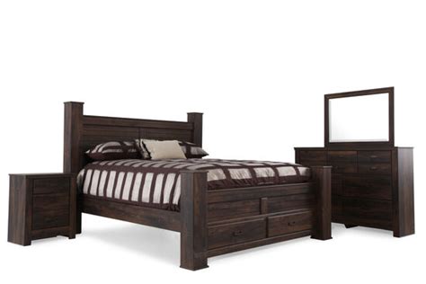 Four Piece Contemporary Bedroom Set In Brown Mathis Brothers Furniture
