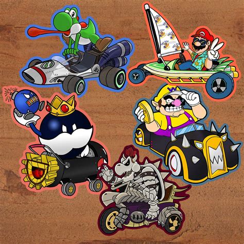 Mario Kart Stickers Dry Bowser Mario Wario Yoshi King Etsy