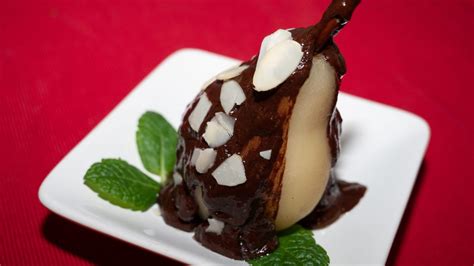 Roasted Pears With Raspberry Coulis Chocolate And Pistachios Healthy