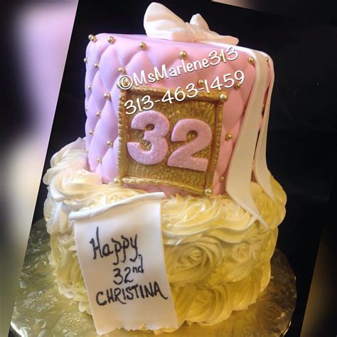 2 Tiered Pink And Gold 32nd Birthday Cake Wbuttercream Ro Flickr