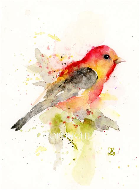 Red Bird Original Painting Original Watercolor Art Etsy Original