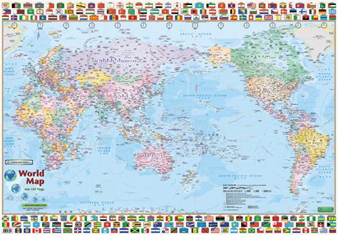 World Map And Flags Laminated Lamitag Online Office Id Supply Store