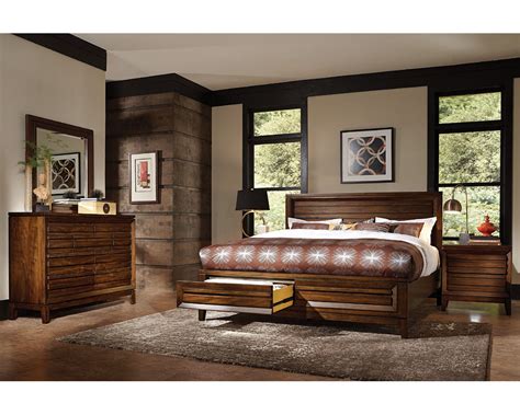 Aspenhome Bedroom Set W Panel Storage Bed Walnut Park Asi05 412sset