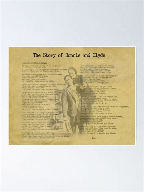 The Story Of Bonnie And Clyde Poem By Bonnie Parker Poster For Sale By