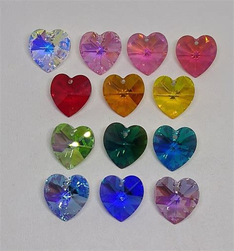 Swarovski Crystal Ab 14mm Ab Heart 6228 Pendant Rose Etsy In 2022 Crystal Ab Crystals And