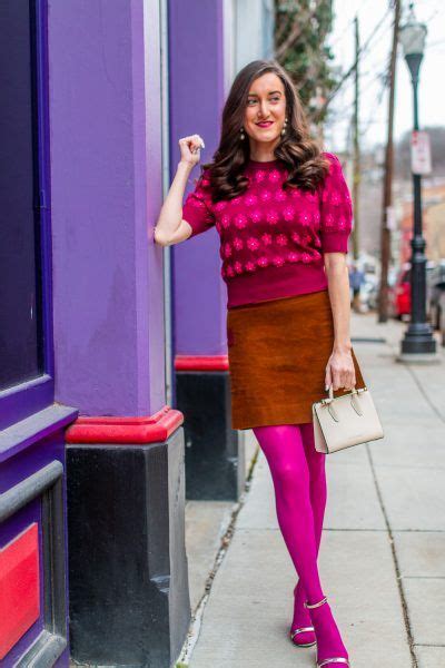 How To Wear Pink Tights Baubles To Bubbles Fashion Blog Colored Tights Outfit Pink Tights