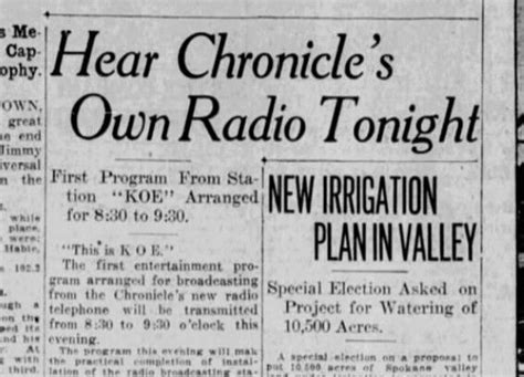 100 years ago in Spokane: The Chronicle was readying for its own radio