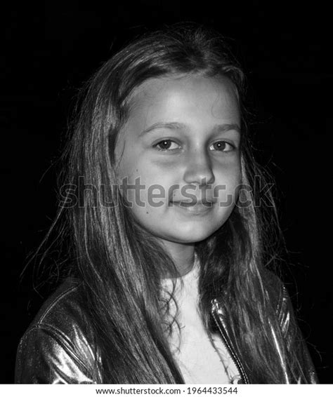 Portrait Beautiful Little Girl Black White Stock Photo 1964433544
