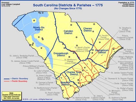 The Royal Colony Of South Carolina Districts And Parishes As Of 1775