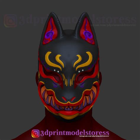 3d Print Model Japanese Fox Mask Demon Kitsune Cosplay 2 Japanese Fox