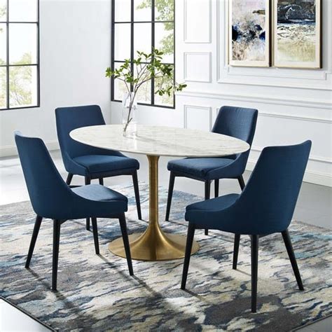 What dining table size do you need? Modway Lippa 60" Oval Artificial Marble Dining Table in ...