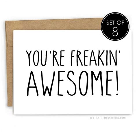 Funny Thank You Cards Set Of 8 Freakin Awesome By Etsy