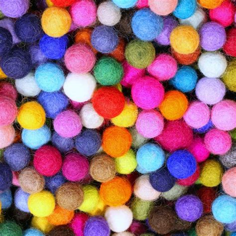 Balls Of Wool Of Various Colors Stacked In A Haberdashery Stock Image