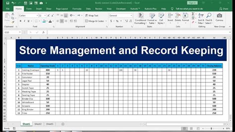 Store Management And Record Keeping In Excel Youtube