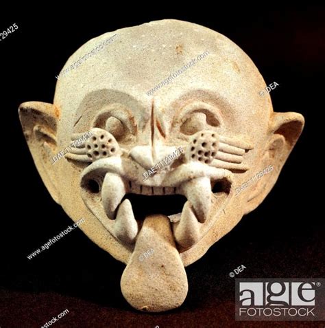 Pottery Feline Mask Artifact Originating From La Tolita Ecuador Stock Photo Picture And