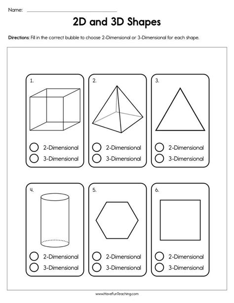 2D and 3D Shapes Worksheet | Shapes worksheet kindergarten, 3d shapes worksheets, Shapes worksheets