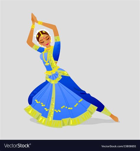 A Woman Dancing Indian Dance In Royalty Free Vector Image