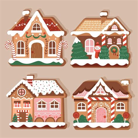 Free Vector Hand Drawn Gingerbread House Collection