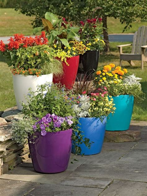 Colorful Pots Rolling Self Watering Flower Pots Round Large