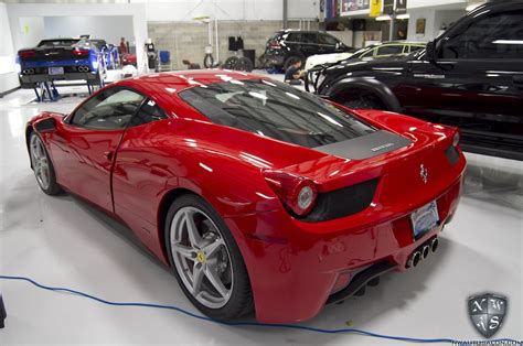 It is no secret that ferrari will make the california the first turbocharged prancing horse since the legendary f40, but now more… Partial Matte Black Vinyl Wrap on Red Ferrari 458 Italia ...