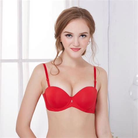 Womens Double Push Up Bra Mozhini Half Cup Cup Sexy Underwire Beading Solid Bras Sexy Women