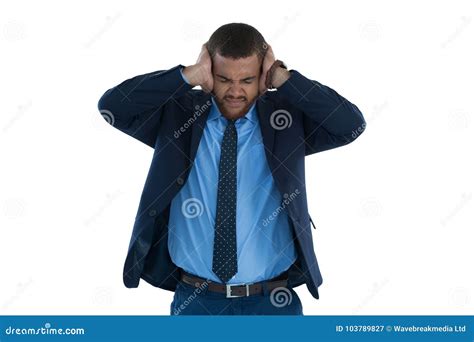 Irritated Businessman Covering His Ears Stock Image Image Of Business