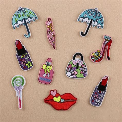 10pcs Iron Patches For Clothing Patches Umbrella Lipstick Iron Handmade